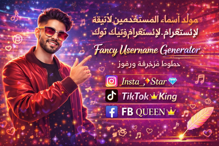 مولد أسماء المستخدمين الأنيقة لإنستغرام وتيك توك – خطوط مزخرفة ورموز