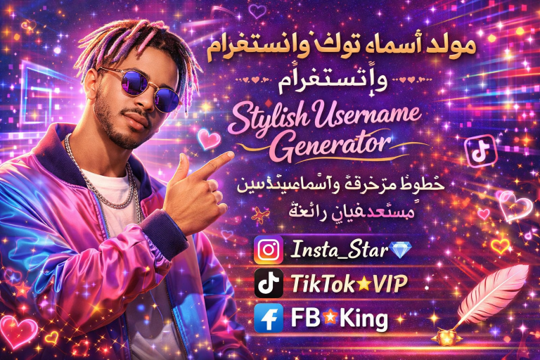 مولد أسماء تيك توك وإنستغرام – خطوط مزخرفة، رموز وأسماء مستخدمين رائعة