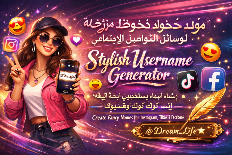 مولد خطوط مزخرفة لوسائل التواصل الاجتماعي – إنشاء أسماء مستخدمين أنيقة لإنستغرام، تيك توك وفيسبوك